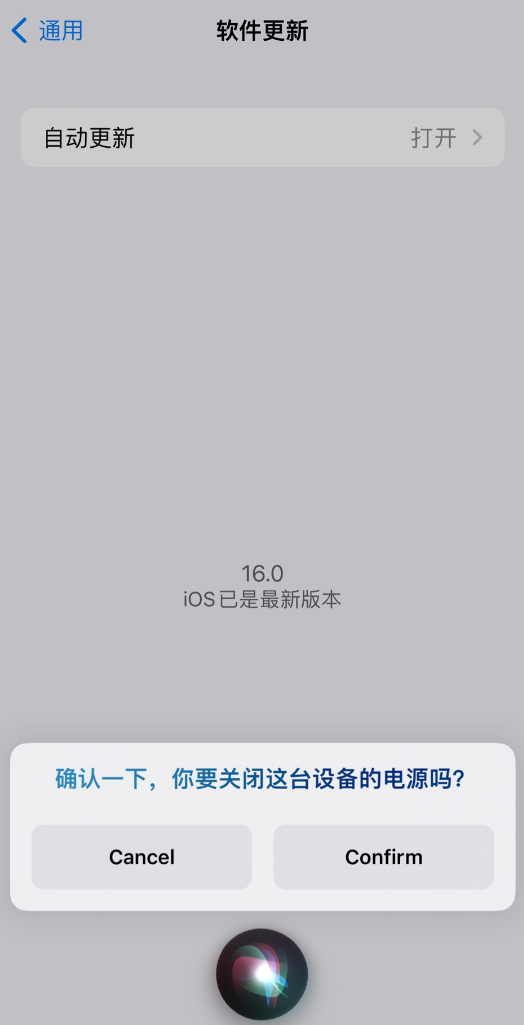 大城苹果手机维修分享iOS 16 新功能：呼叫 Siri 即可让 iPhone 关机 