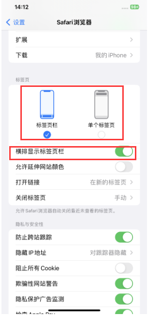 大城苹果手机维修分享Safari浏览器如何切换标签栏位置 