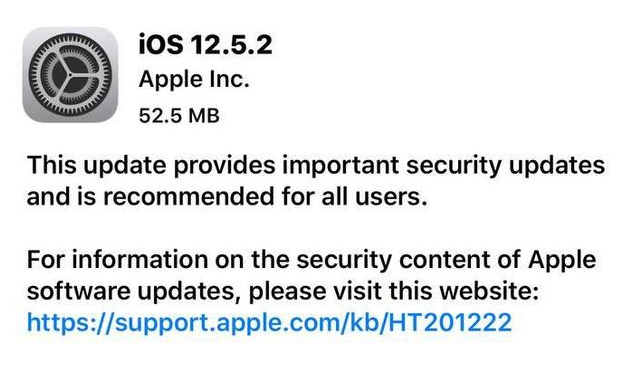 大城苹果手机维修分享iOS12.5.2发布，建议所有老苹果用户安装 